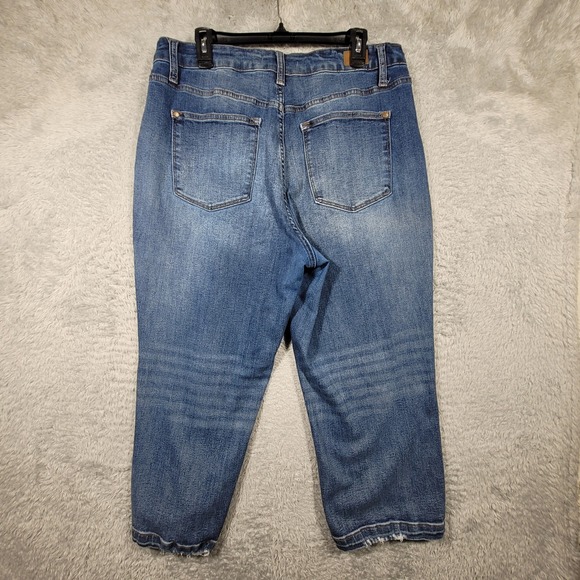 Judy Blue 18W Wide Leg Cropped Jeans Distressed Blue Denim 35x23 - Picture 5 of 13